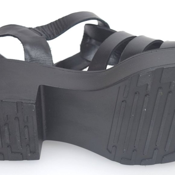 WINDSOR SMITH Lily Black Leather 90s Chunky Platform Block Heel Sandals - Picture 7 of 16